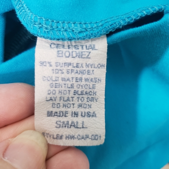 Celestial Bodiez Blue Capri Ruched Bottom Leggings - Picture 5 of 5